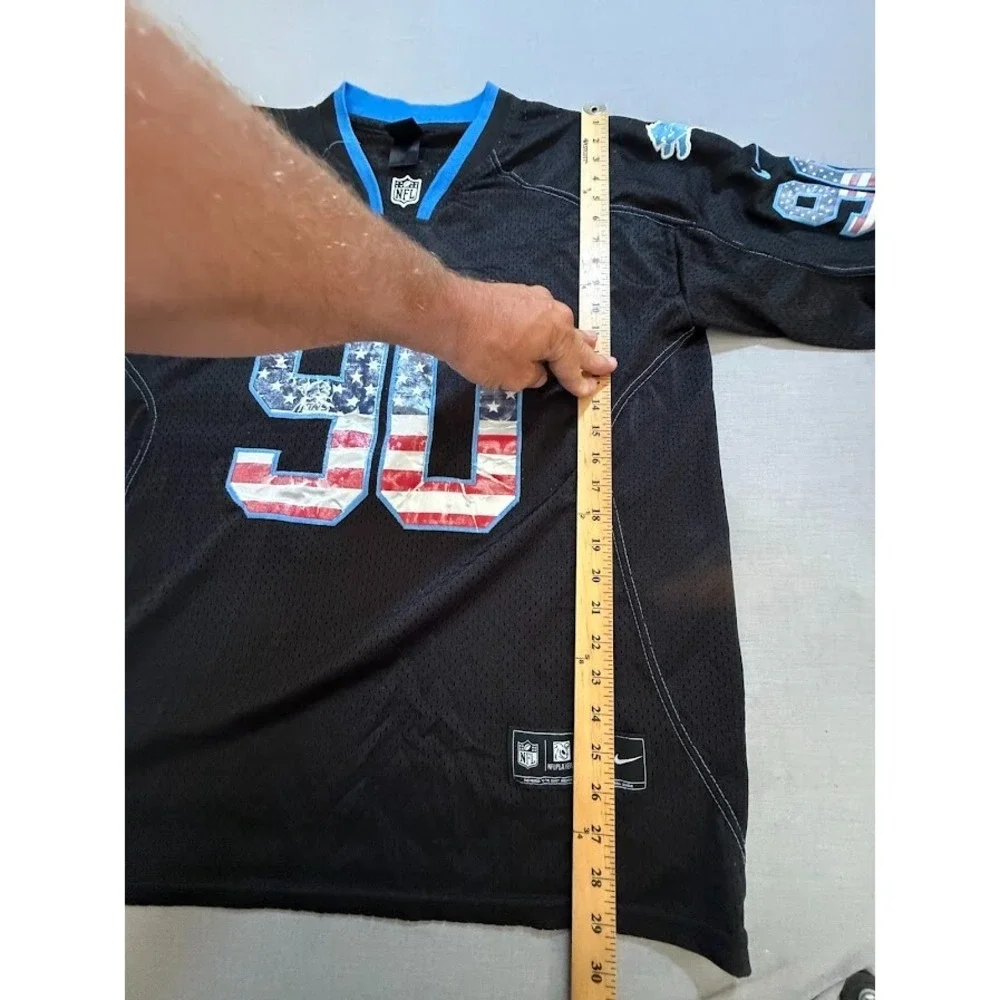 Detroit Lions Suh #90 Nike NFL Stars & Stripes Jersey Mens 44 Black Short Sleeve